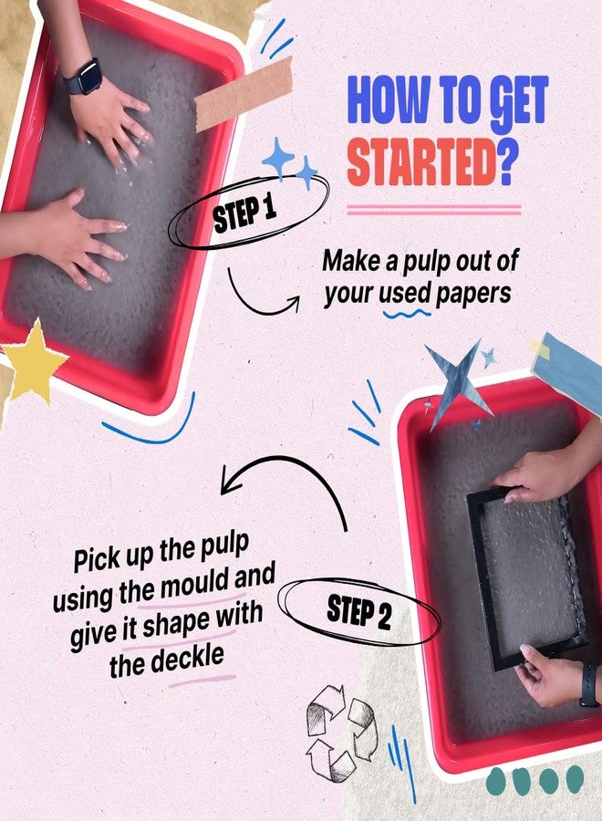 KITSTERS DIY Handmade Paper Making Kit | Make Recycled Textured Paper | DIY Kit for Kids, Adults, & Teens | Craft Kit, Mould & Deckle Included | Adult Hobbies | New Crafts to Try - Image 4
